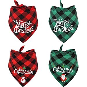 Christmas Dog Plaid Bandana Triangle Bib Set Scarf Accessories for Pet Dogs Cats