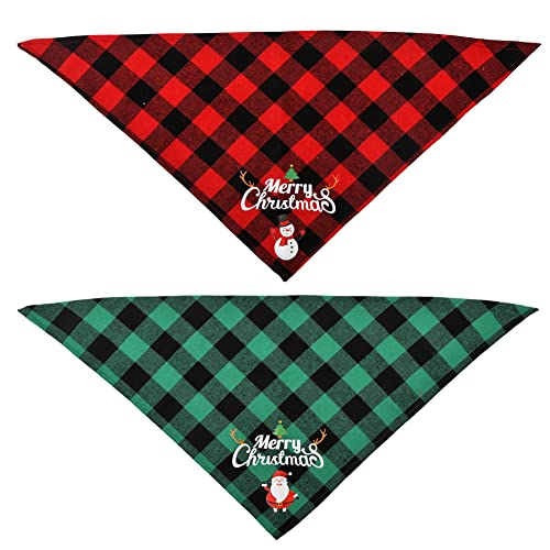 Christmas Dog Plaid Bandana Triangle Bib Set Scarf Accessories for Pet Dogs Cats