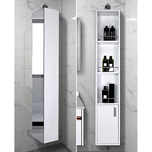 Medicine Cabinet Bathroom Mirror Cabinet Wall-Mounted Stainless Steel Rotating Mirror Cabinet Corner Cabinet Dressing Full-Length Mirror Swivel with Locker (Color : Black, Size : 160 * 28cm)