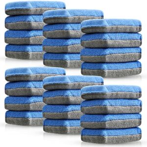 tallew 24 pieces blue and gray thin microfiber ceramic coating applicator sponge car wash pads cleaning pads for applying wax