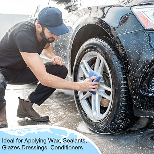 Tallew 24 Pieces Blue and Gray Thin Microfiber Ceramic Coating Applicator Sponge Car Wash Pads Cleaning Pads for Applying Wax