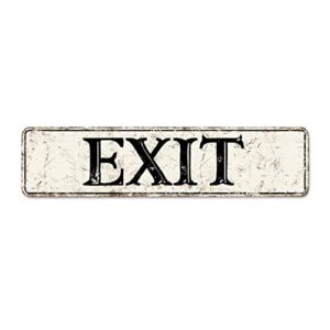 exit wall art decor metal sign exit decor metal sign iron painting quality metal sign road street signs retro garage signs for men for front porch garden outdoor 24x6in birthday housewarming gift