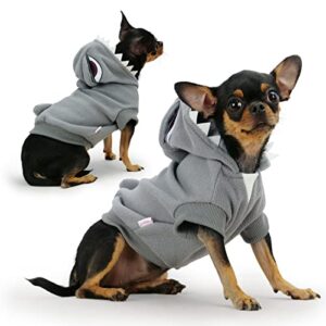 frienperro dog shark costume, chihuahua halloween costumes, xxs dog clothes, puppy dog clothes, warm soft small dog hoodie for small dogs girl boy pet cat winter warm sweatshirt xx-small