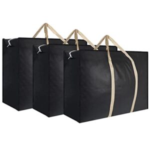 100l large storage bag(3 pack,black),large moving bags with zippers & carrying handles, storage bags storage totes for clothes, house moving,77×55×24cm