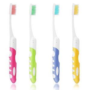 sibba travel toothbrush, 4 pack folding toothbrushes, portable soft bristles toothbrush with box for travel camping hiking school home