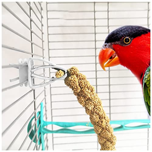 WishLotus Bird Cage Feeding Clips, 4 PCS Plastic Durable Parrot Fruit Vegetable Clips Bird Cage Food Holder Mini Bird Cage Feeder for Pet Birds and Parrot Feeding Bird Cage Accessories (A)