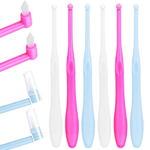 Sibba 6 Pack Tufted Brush Soft Single Tuft Brace Toothbrush Dental Orthodontic Brush End-Tuft Tapered Toothbrush Compact Interdental Interspace Brush for Detail Cleaning