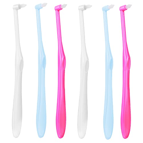 Sibba 6 Pack Tufted Brush Soft Single Tuft Brace Toothbrush Dental Orthodontic Brush End-Tuft Tapered Toothbrush Compact Interdental Interspace Brush for Detail Cleaning