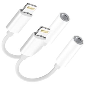 apple mfi certified 2 pack headphone adapter for iphone,lightning to 3.5 mm headphone jack adapter audio aux cord dongle, compatible with iphone 13/12/11/xs/xr/x 8/, support call+music control