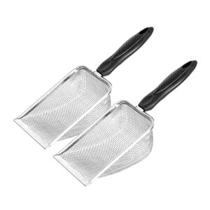 protover reptile sand substrate metal sand shovel stainless steel fine mesh terrarium substrate litter corner cleaner reptile habitat sifting scoopers（2pcs）