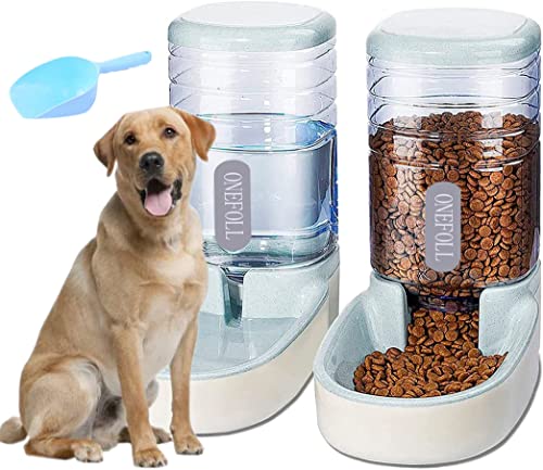 Automatic Pet Feeder 3.8L Food Feeder and Water Dispenser Set for Small & Big Dog Cat and Pet Animals (Grey)