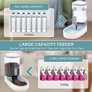 Automatic Pet Feeder 3.8L Food Feeder and Water Dispenser Set for Small & Big Dog Cat and Pet Animals (Grey)