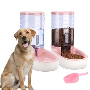 automatic pet feeder 3.8l food feeder and water dispenser set for small & big dog cat and pet animals (pink)