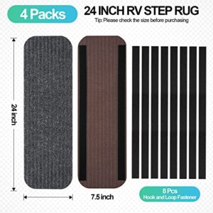 ESUDNT RV Step Covers Rug 4 Pack Stair Covers Carpets for Mobile Home, Camper, 24 inch Wide (24”*7.5”, Black)