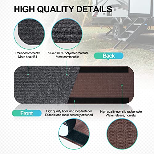 ESUDNT RV Step Covers Rug 4 Pack Stair Covers Carpets for Mobile Home, Camper, 24 inch Wide (24”*7.5”, Black)