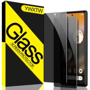 [2 pack] ywxtw privacy screen protector for google pixel 6a 6.1”5g,tempered glass anti-spy 9h hardness film for google pixel 6a,hd anti-scratch easy install bubble free case friendly