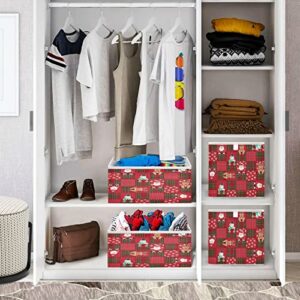 ALAZA Foldable Storage Bins, Christmas Snowman Santa Snowflake Storage Boxes Decorative Basket for Bedroom Nursery Closet Toys Books