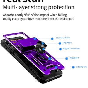 AICase for Samsung Galaxy Z Flip 4 Case, with Ring Kickstand and Camera Cover, Shockproof Flip Phone Case for Galaxy Z Flip 4 5G [Support Magnetic Car Mount], Purple