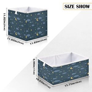 ALAZA Foldable Storage Bins, Night Sky with Moon Stars and Cloud Storage Boxes Decorative Basket for Bedroom Nursery Closet Toys Books