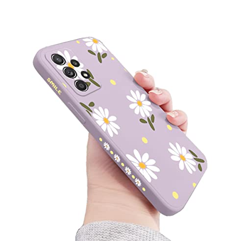 Sunswim for Galaxy A53 5G Case Cute Flowers Daisy Pattern Full Camera Lens Protection Shockproof TPU Bumper Liquid Silicone Protective Cover Phone Cases for Samsung Galaxy A53 5G 6.5" 2022-Purple