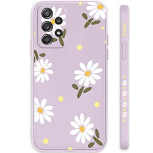 Sunswim for Galaxy A53 5G Case Cute Flowers Daisy Pattern Full Camera Lens Protection Shockproof TPU Bumper Liquid Silicone Protective Cover Phone Cases for Samsung Galaxy A53 5G 6.5" 2022-Purple