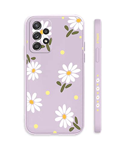 Sunswim for Galaxy A53 5G Case Cute Flowers Daisy Pattern Full Camera Lens Protection Shockproof TPU Bumper Liquid Silicone Protective Cover Phone Cases for Samsung Galaxy A53 5G 6.5" 2022-Purple