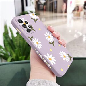 Sunswim for Galaxy A53 5G Case Cute Flowers Daisy Pattern Full Camera Lens Protection Shockproof TPU Bumper Liquid Silicone Protective Cover Phone Cases for Samsung Galaxy A53 5G 6.5" 2022-Purple