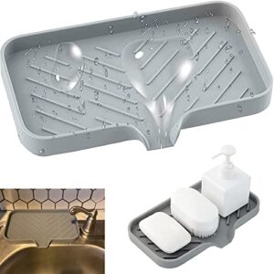 esmartlife kitchen soap tray,silicone spongetray, kitchen sponge holder, kitchen soap tray,silicone soap holder for kitchen sink/bathroom,soap dispenser with drain (pack of 1)