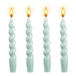 spiral taper dinner candles - conical stick candles, h 7.5inch, unscented, aesthetic candle, 3/4 taper candles, long votive candles,christmas giftt,chime candles (4pcs, blue)