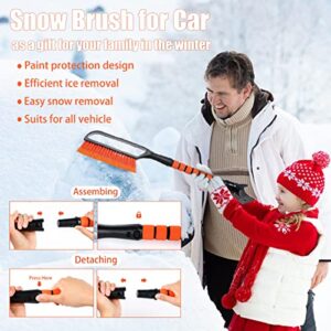 BHYTAKI Snow Brush and Detachable Ice Scraper, 27" Snow Removal Tool Car Brush with Ergonomic Comfortable Foam Grip for Christmas Car Truck SUV- No Scratch (Heavy Duty ABS, PVC Brush)