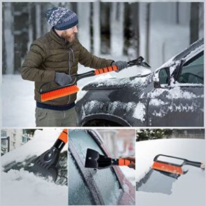 BHYTAKI Snow Brush and Detachable Ice Scraper, 27" Snow Removal Tool Car Brush with Ergonomic Comfortable Foam Grip for Christmas Car Truck SUV- No Scratch (Heavy Duty ABS, PVC Brush)