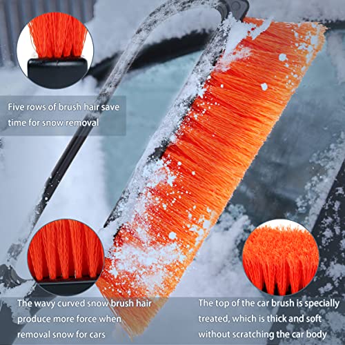 BHYTAKI Snow Brush and Detachable Ice Scraper, 27" Snow Removal Tool Car Brush with Ergonomic Comfortable Foam Grip for Christmas Car Truck SUV- No Scratch (Heavy Duty ABS, PVC Brush)