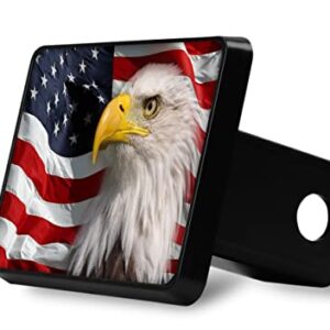 HOMETRIP US Bald Eagle Flag Trailer Hitch Cover Plug Fits 2 inch Receivers, 4 x 4 x 5 inches