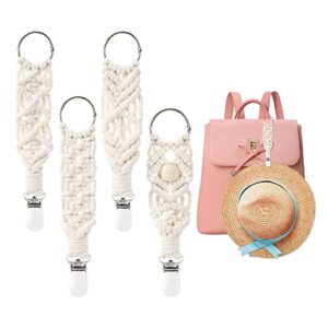 toymis 4pcs hat clip, hat holder clip hat clip for bag sun hat holder bag clip for adults outdoor travel accessory hat companion (creamy-white, big size)
