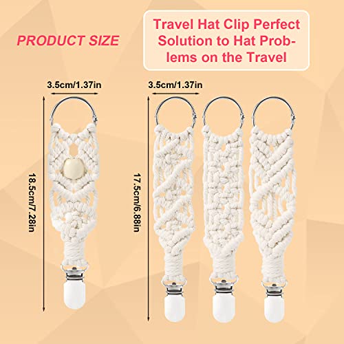 TOYMIS 4pcs Hat Clip, Hat Holder Clip Hat Clip for Bag Sun Hat Holder Bag Clip for Adults Outdoor Travel Accessory Hat Companion (Creamy-White, Big Size)