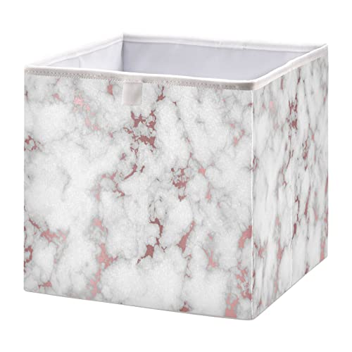 ALAZA Collapsible Storage Cubes Organizer,Marble with Rose Gold Storage Containers Closet Shelf Organizer with Handles for Home Office