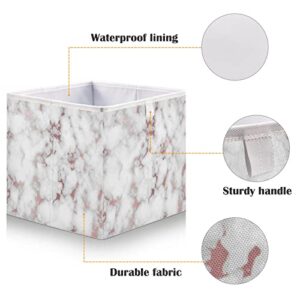 ALAZA Collapsible Storage Cubes Organizer,Marble with Rose Gold Storage Containers Closet Shelf Organizer with Handles for Home Office