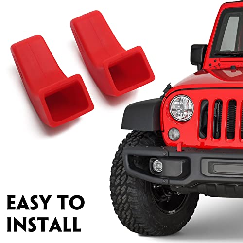 DKMGHT Factory Bumper Tow Hook Covers for Jeep Wrangler JK JL Gladiator TJ, Red Tow Hook Protector Jeep Wrangler Accessories 2007-2022