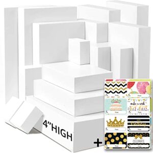 party funny 16 assorted size white gift wrap boxes with lids and 80 different birthday-holiday stickers for wrapping extra large clothes (shirts, robes, coats, sweaters, jackets) and presents