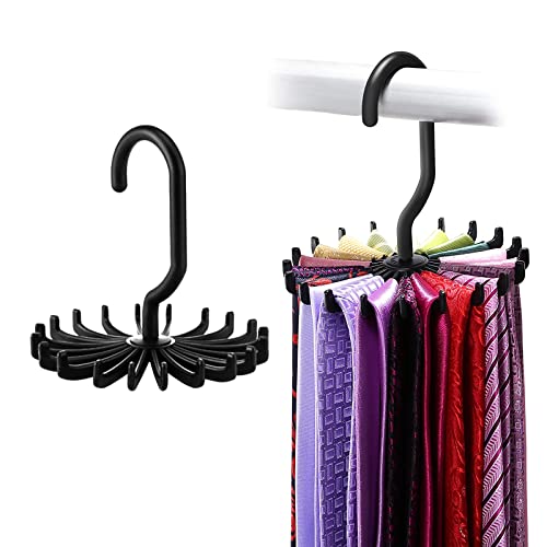 2Pack Circular Tie Hanger Updated Twirl Tie Rack Adjustable Twirl Tie Rack Tie Belt, Multipurpose Organizer for Closet Storage