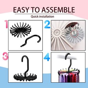 2Pack Circular Tie Hanger Updated Twirl Tie Rack Adjustable Twirl Tie Rack Tie Belt, Multipurpose Organizer for Closet Storage