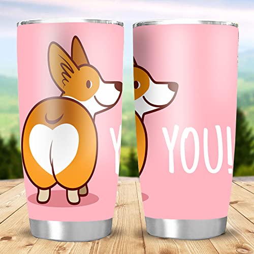 Waldeal Cute Corgi Dog I Love You Coffee Mug Stainless Steel Thermal Tumbler with Lid, Double Wall Vacuum Insulated Travel Mug for Women Men Birthday or Christmas Gifts, 20oz