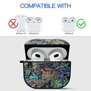 Tucana Mother of Pearl Airpods 3 Case for Women and Girls, Cover with Natural Mother-of -Pearl Shell Bling Glitter Hard Case Compatible with Apple Airpods 3 Charging Case (Black Shell)