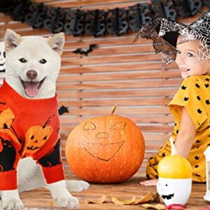 CooShou Halloween Sweater Costume for Dogs Cat Pumpkin Knitwear Clothes Costume with Pumpkin Kitten Pattern Dog Halloween Sweater Coat for Kittens Small Dogs Cats S