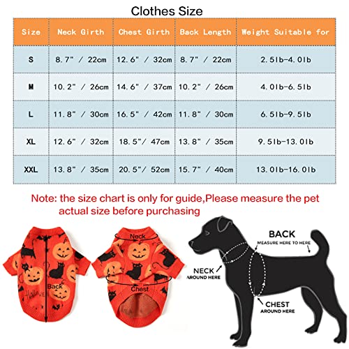 CooShou Halloween Sweater Costume for Dogs Cat Pumpkin Knitwear Clothes Costume with Pumpkin Kitten Pattern Dog Halloween Sweater Coat for Kittens Small Dogs Cats S