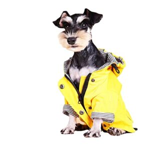 dog raincoat jacket with zip up yellow rain coat hoodie water resistant stylish dog raincoats (small,yellow)