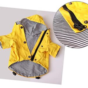 Dog Raincoat Jacket with Zip up Yellow rain Coat Hoodie Water Resistant Stylish Dog Raincoats (Small,Yellow)