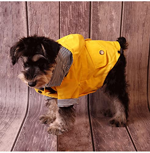 Dog Raincoat Jacket with Zip up Yellow rain Coat Hoodie Water Resistant Stylish Dog Raincoats (Small,Yellow)