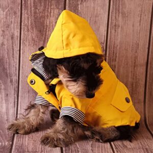 Dog Raincoat Jacket with Zip up Yellow rain Coat Hoodie Water Resistant Stylish Dog Raincoats (Small,Yellow)