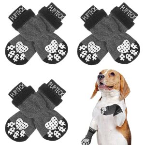 pupteck non slip dog socks for hot pavement with grips, dog shoes for hardwood floors licking booties for small medium large size dogs, summer paw protector pads with grips for senior dogs